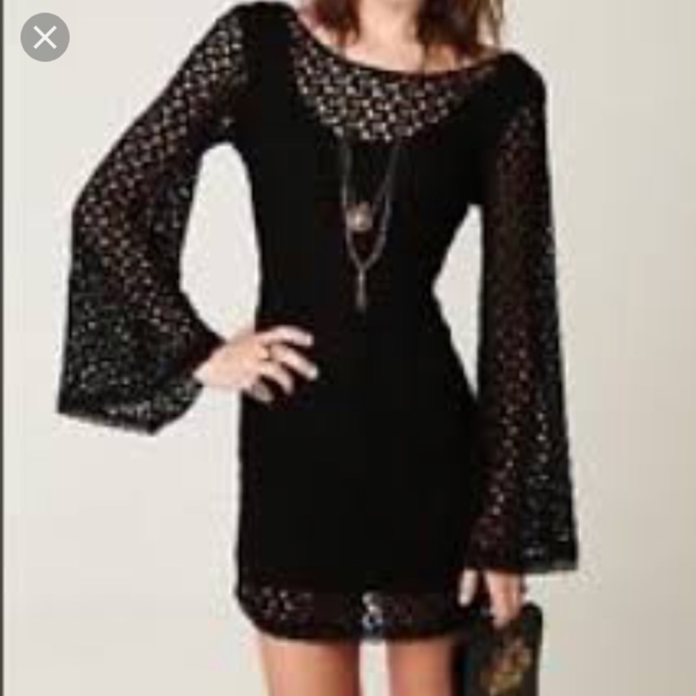 Free People crochet bell sleeve dress